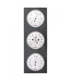 Barometr 8081B s teploměrem a vlhkoměrem - šedo-stříbrný