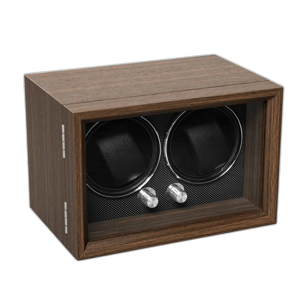 Winder for 2 watches - wood dark/black
