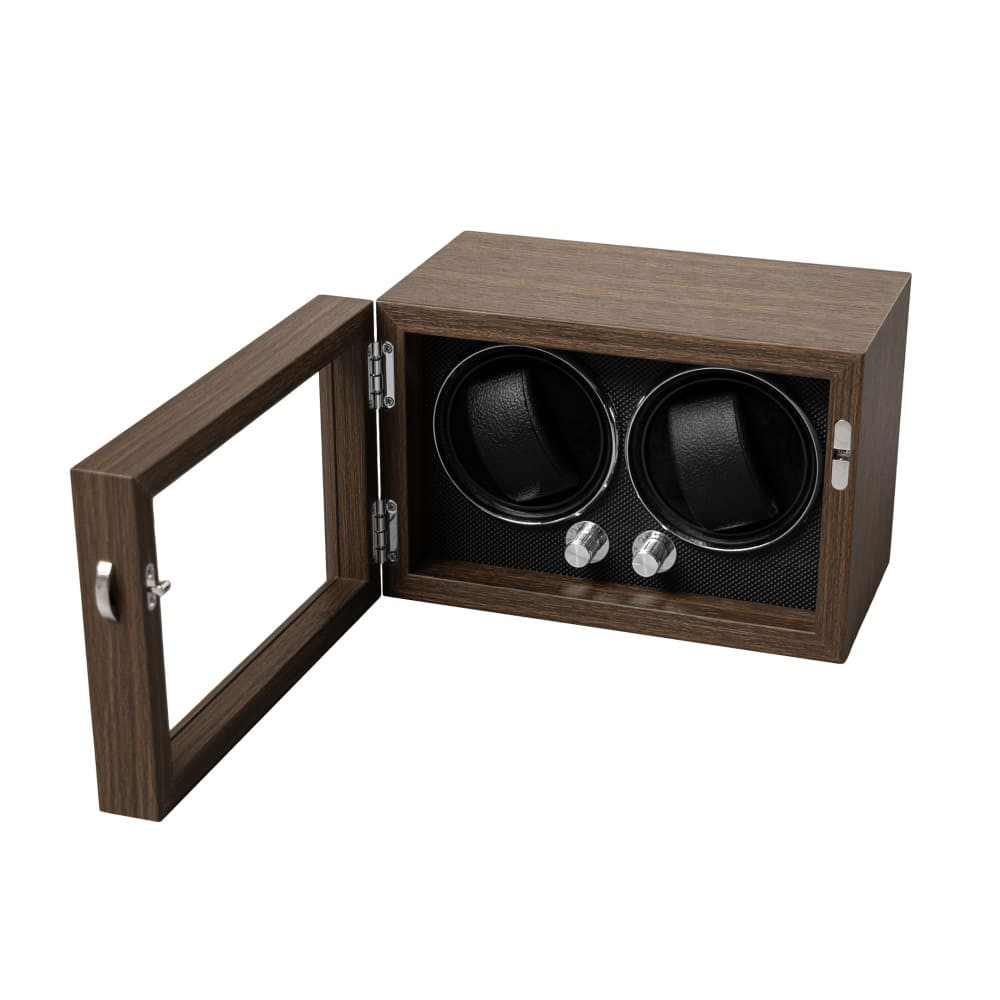 Winder for 2 watches - wood dark/black
