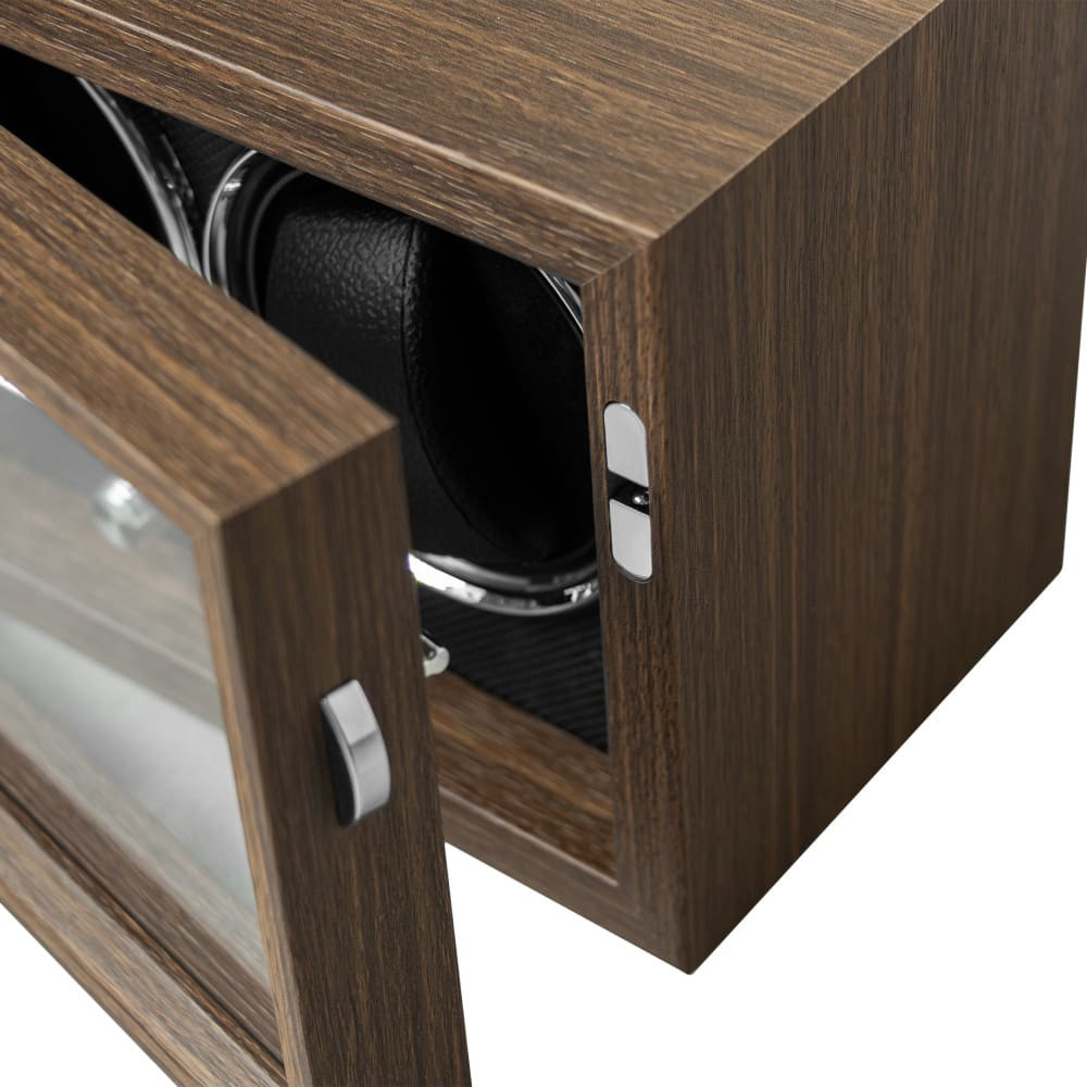 Winder for 2 watches - wood dark/black