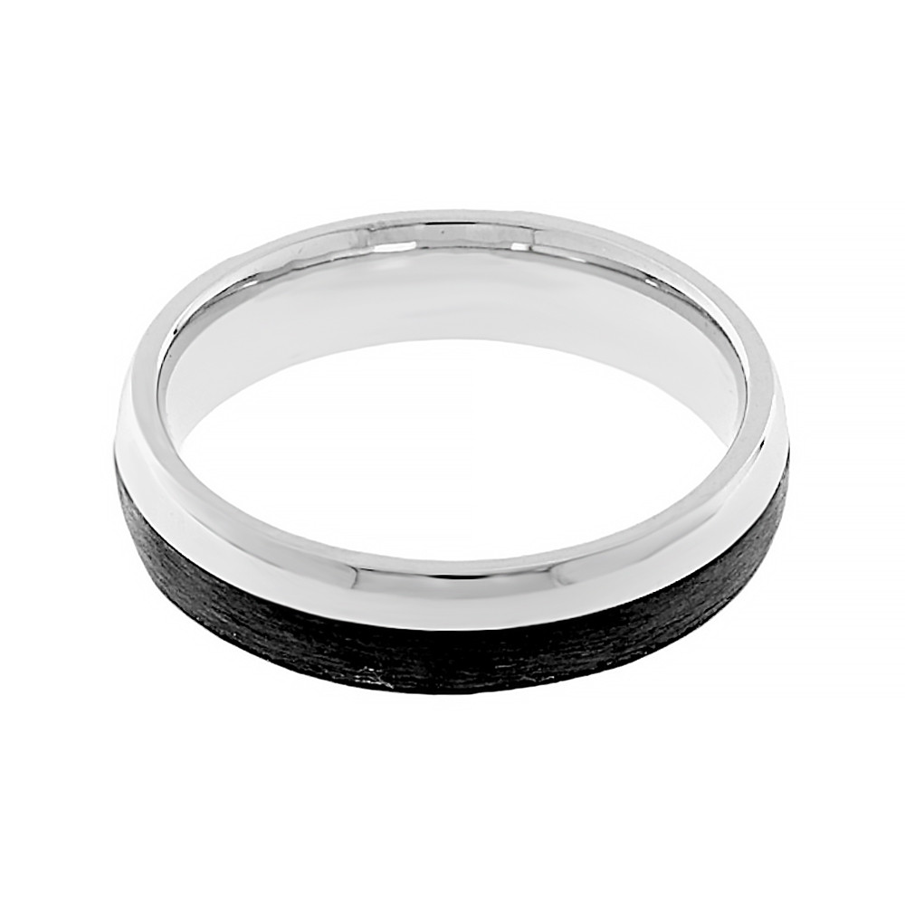 Carbon ring 8029 (size 54) - silver-black colour