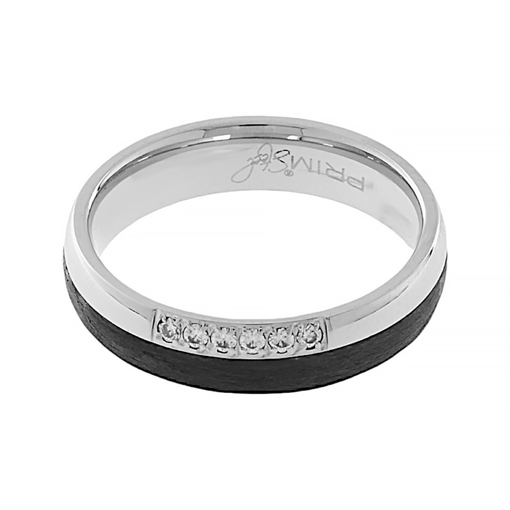 Carbon ring 8029 (size 58) - silver-black colour