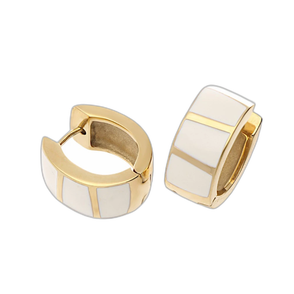 Stainless steel earrings 7249 - gold-white colour