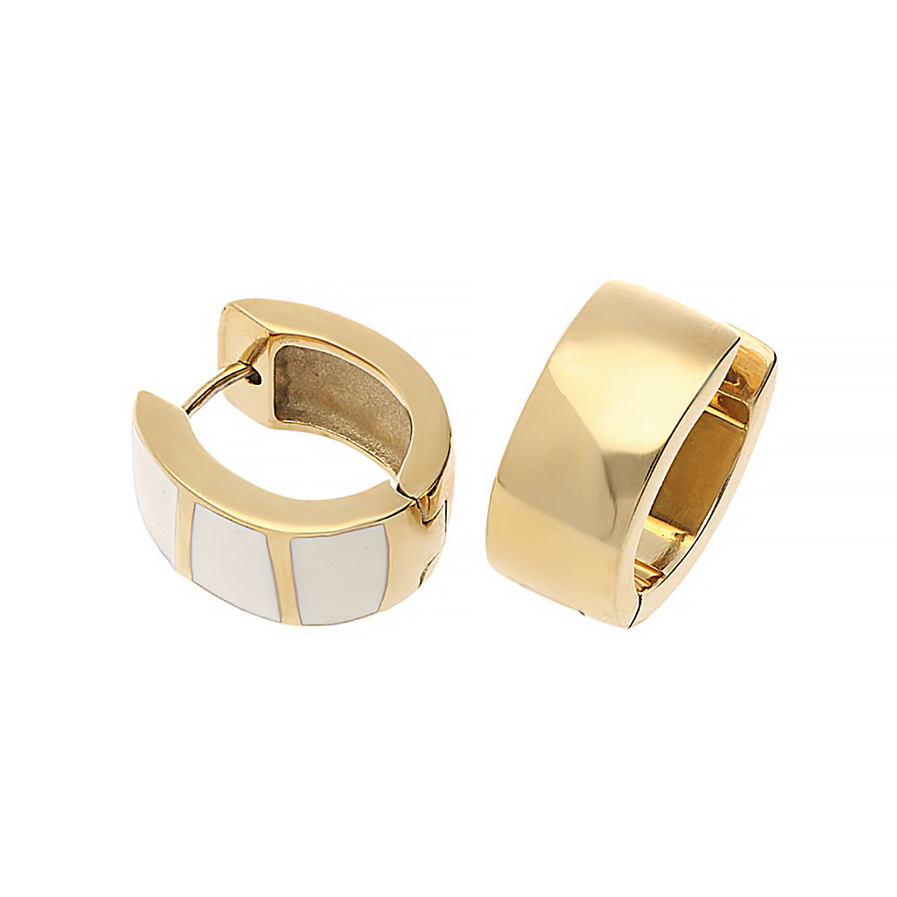 Stainless steel earrings 7249 - gold-white colour