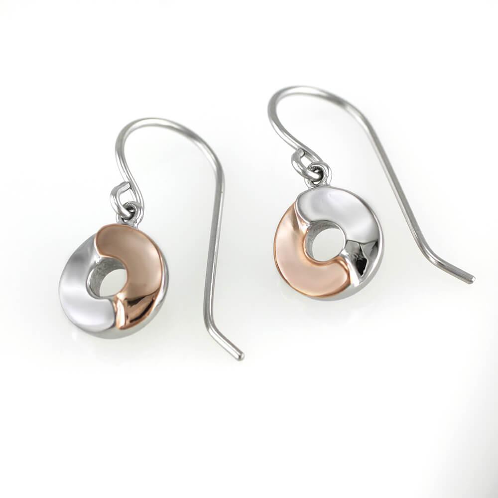 Stainless steel earrings 7514 - bicolor