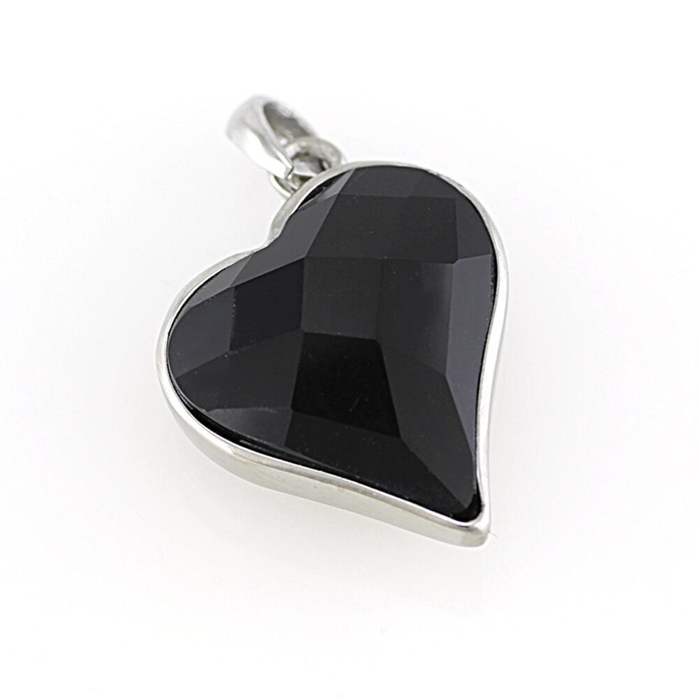 Stainless steel pendant Kishi - silver-black colour