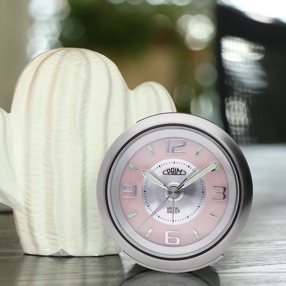 PRIM Retro Alarm - srebrno-różowy