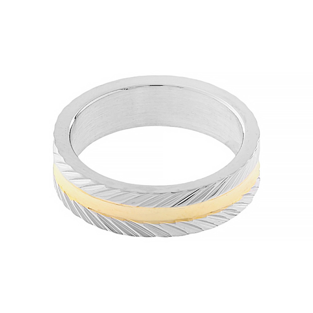 Stainless steel wedding ring 5246 (size 57) - silver-gold colour