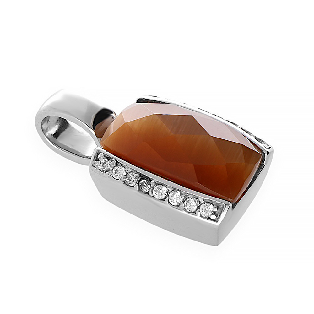 Stainless steel pendant Ashanti - silver-brown colour