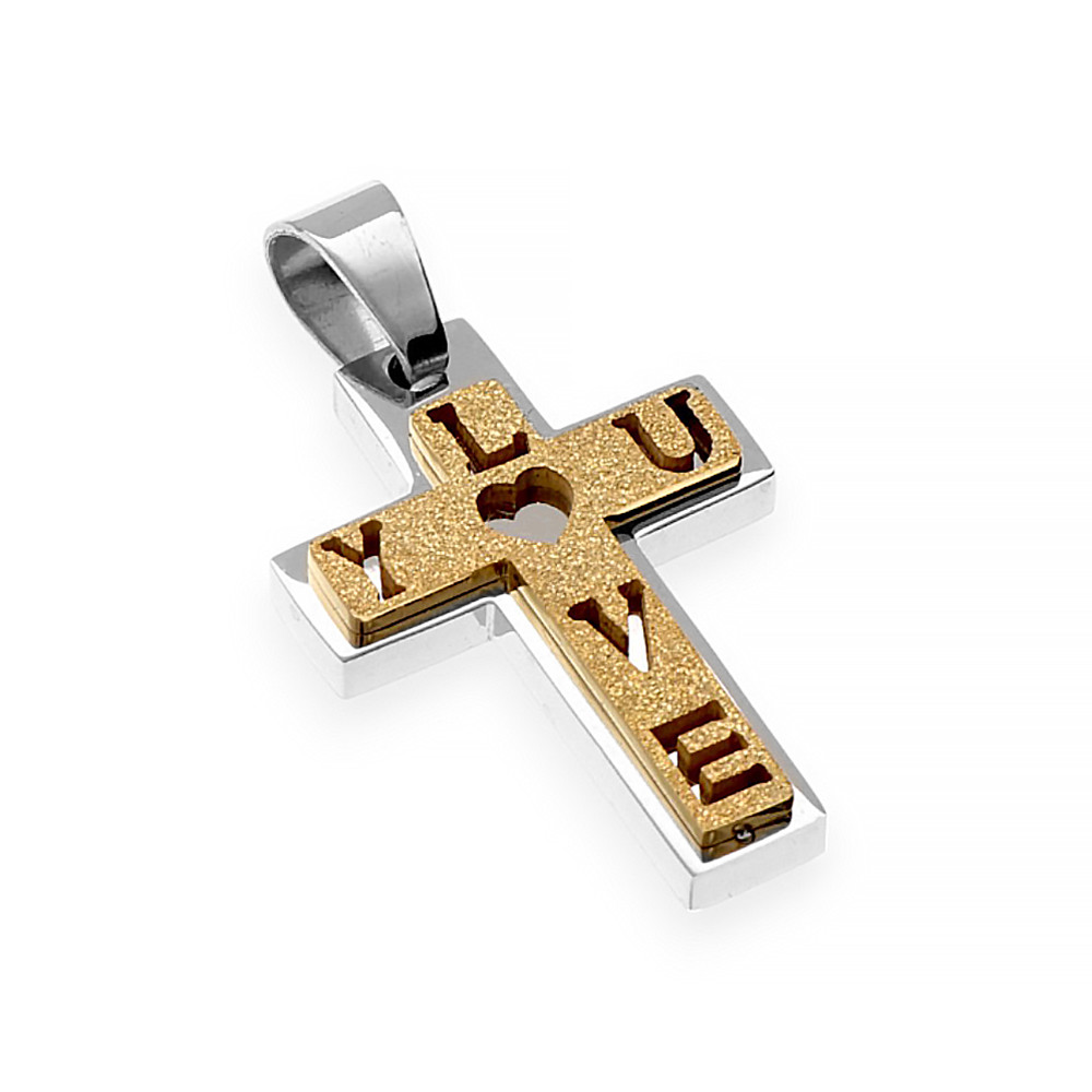 Stainless steel pendant Amanti - silver-gold colour