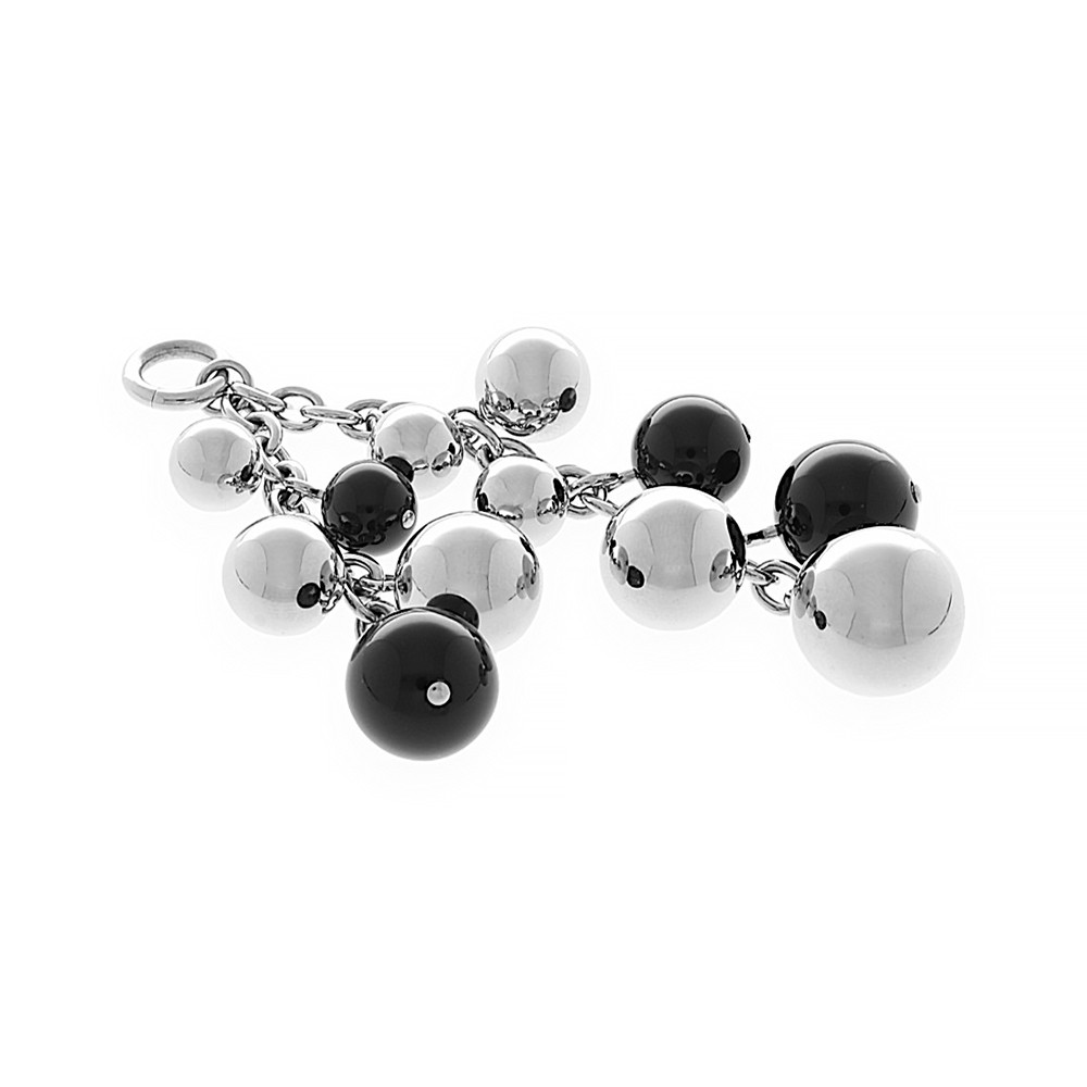 Stainless steel pendant 6184 - silver/black colour