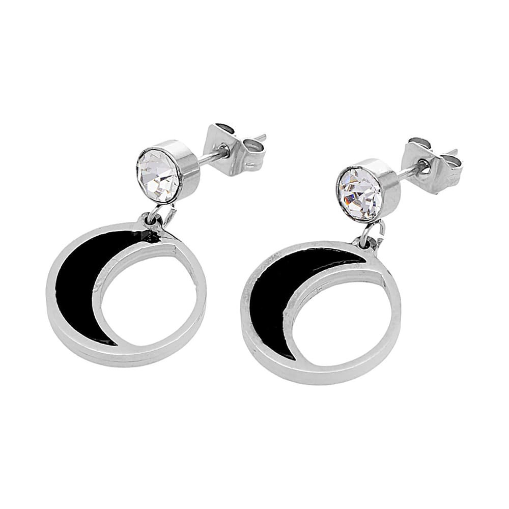 Stainless steel earrings 70392.A - silver-black colour