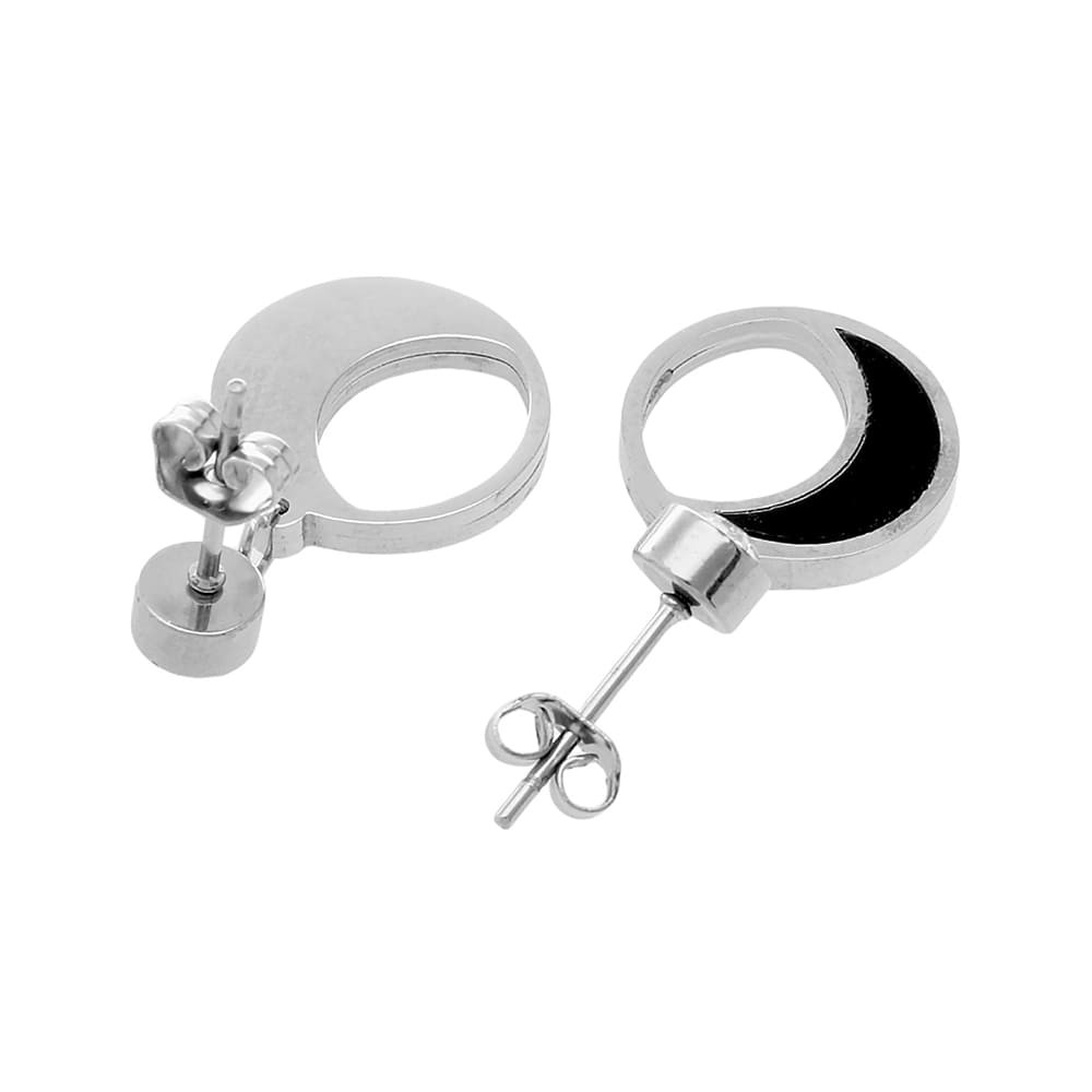Stainless steel earrings 70392.A - silver-black colour