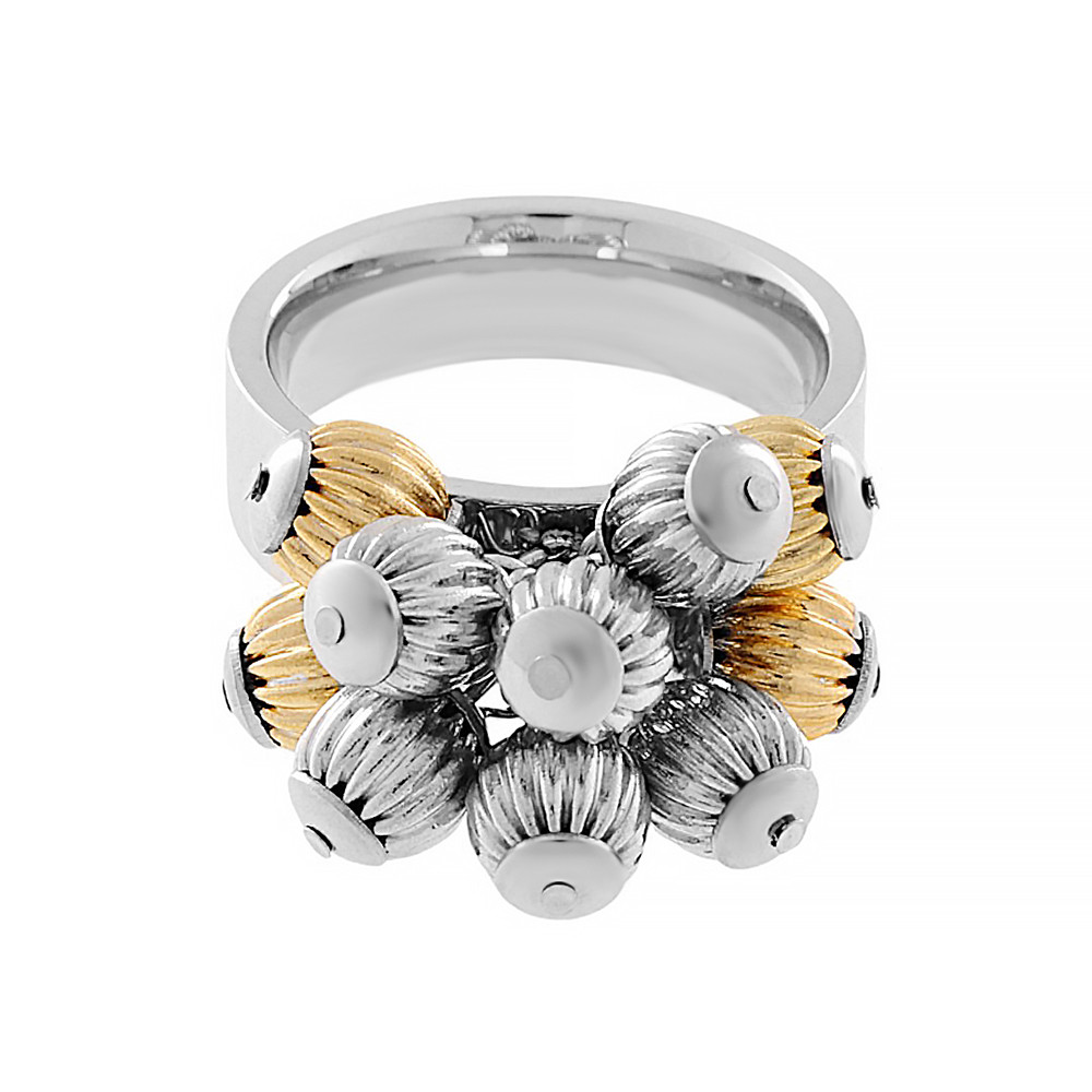 Stainless steel ring 5910 (size 57) - silver-gold colour
