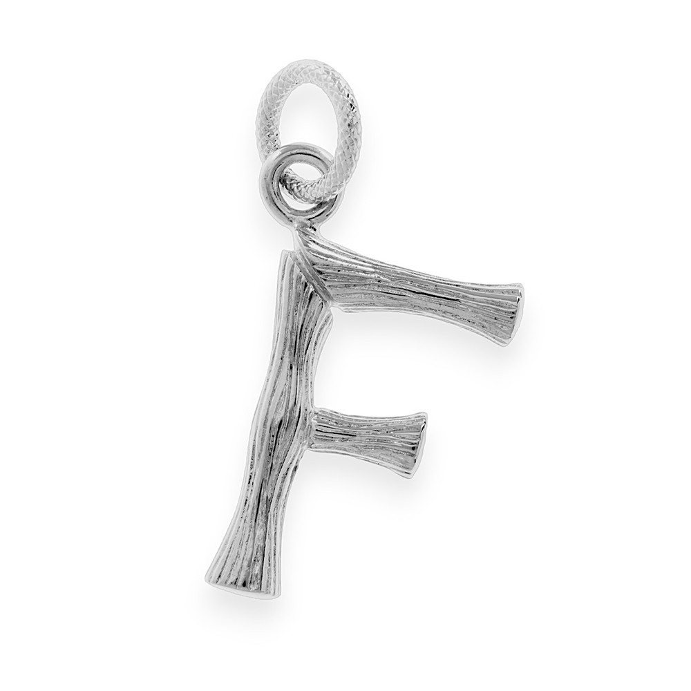 Nerezový prívesok "F" - 70213 - striebornej farby