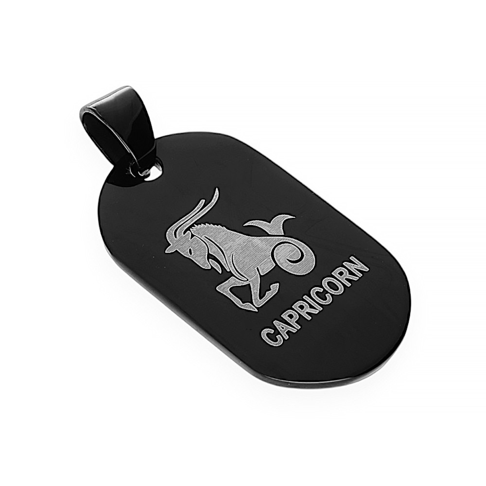 Stainless steel pendant capricorn 6630 - black