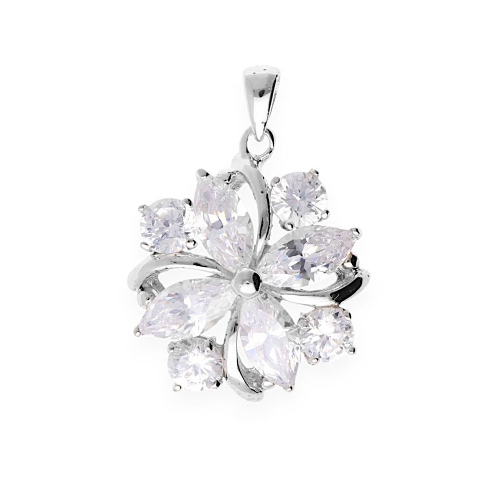 Rozsdamentes acél medál Floral Elegance - ezüst színű