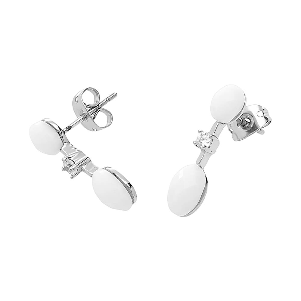 Stainless steel earrings 5656 - silver-white colour