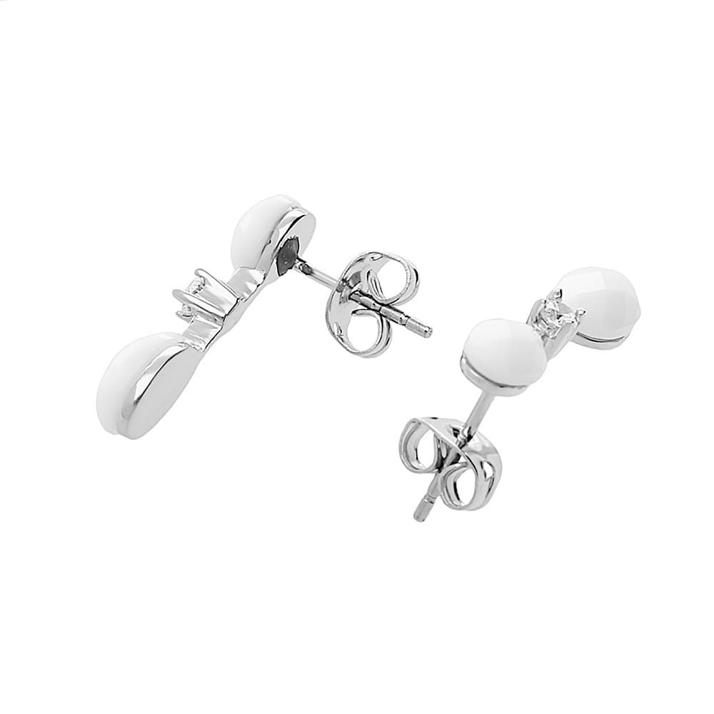 Stainless steel earrings 5656 - silver-white colour