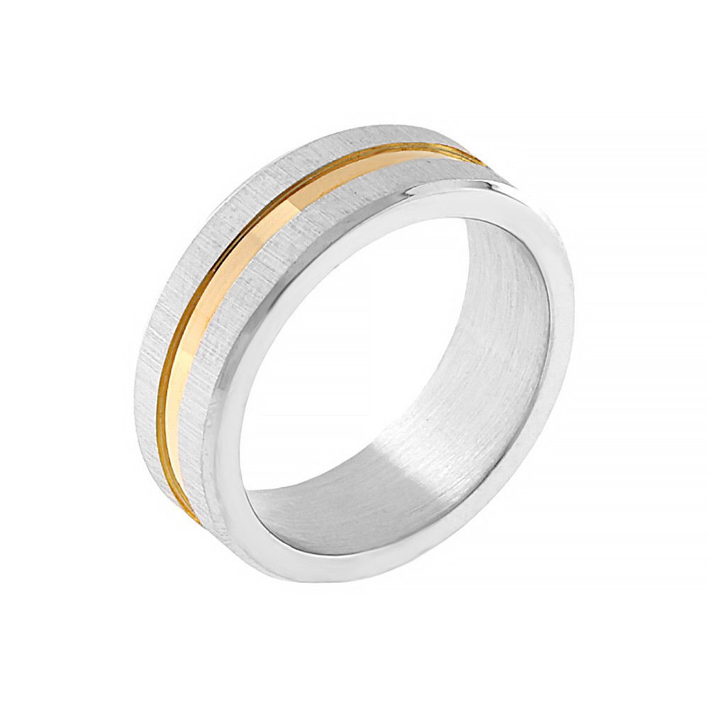 Stainless steel ring 5239B (size 51) - silver-gold colour