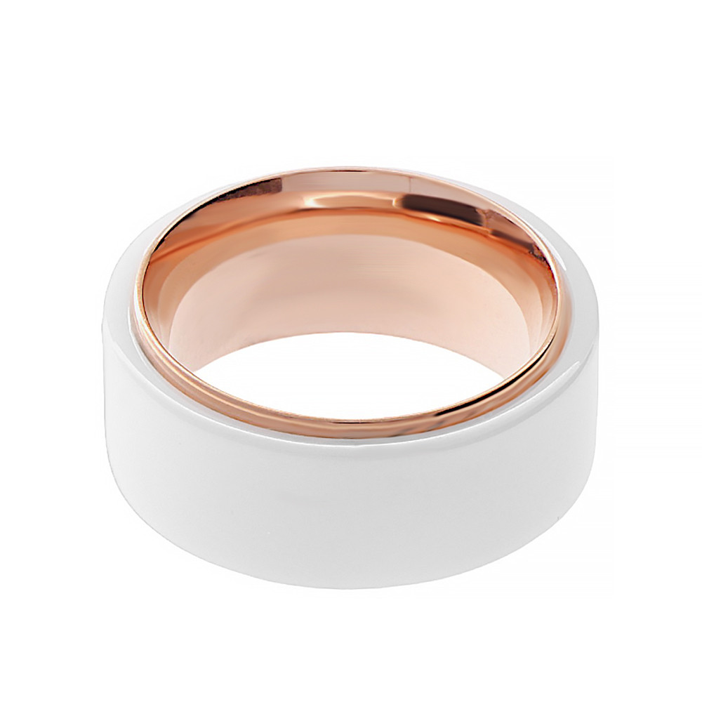 Ceramic ring 6581 (size 57-58) - white-rose gold colour