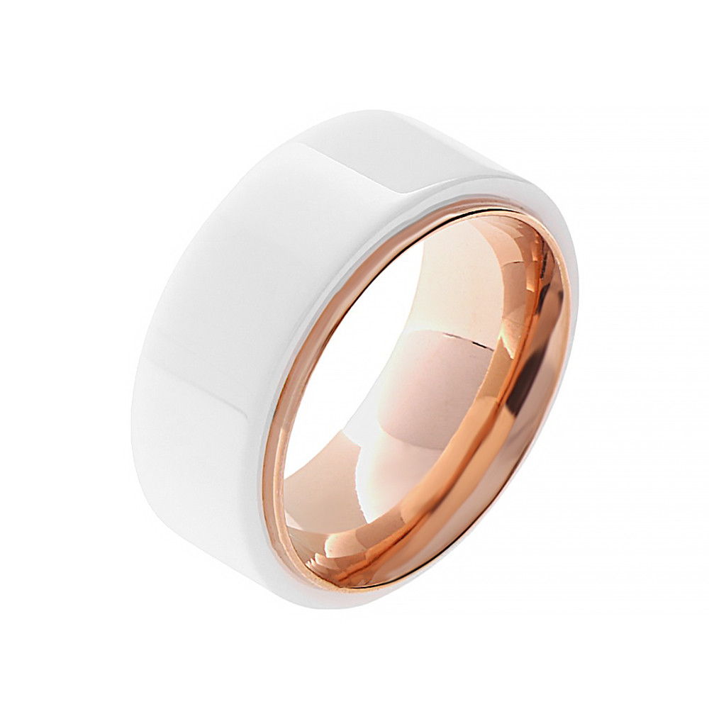 Ceramic ring 6581 (size 57-58) - white-rose gold colour