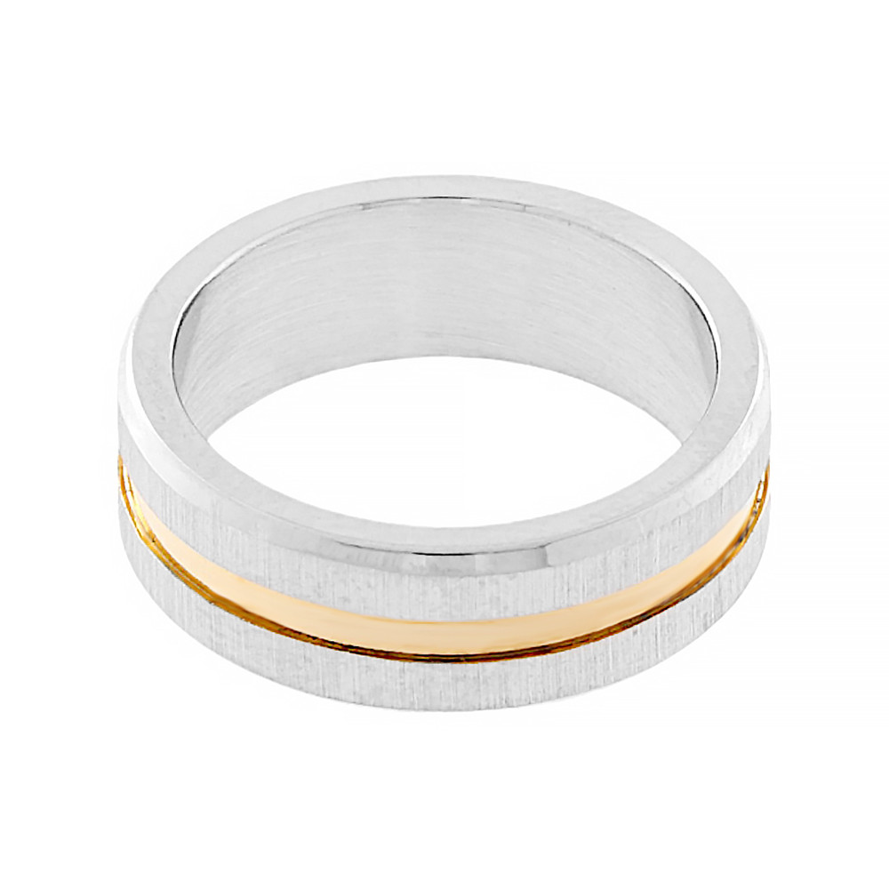 Stainless steel ring 5239B (size 62) - silver-gold colour