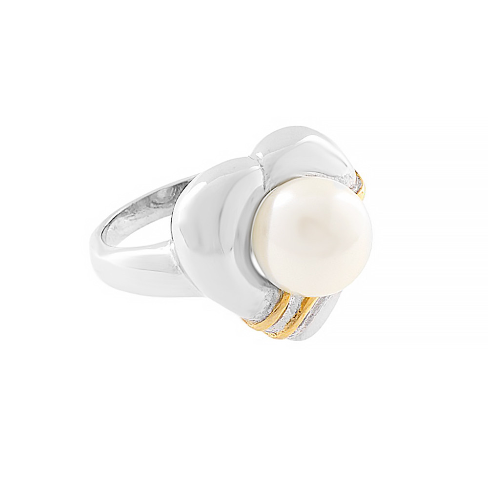 Stainless steel ring 5163 (size 55) - silver-gold colour