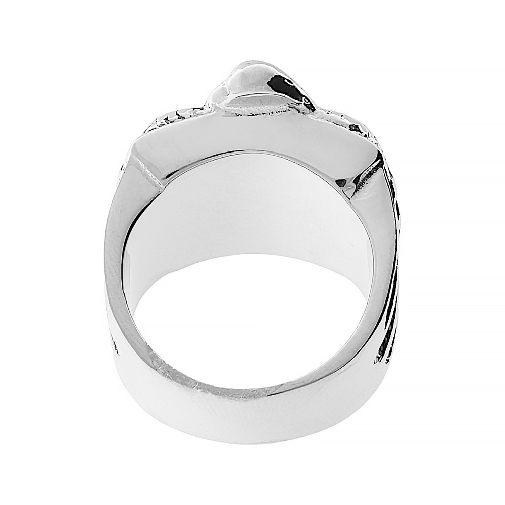 Stainless steel ring Motorbike (size 60-61) - silver-black colour