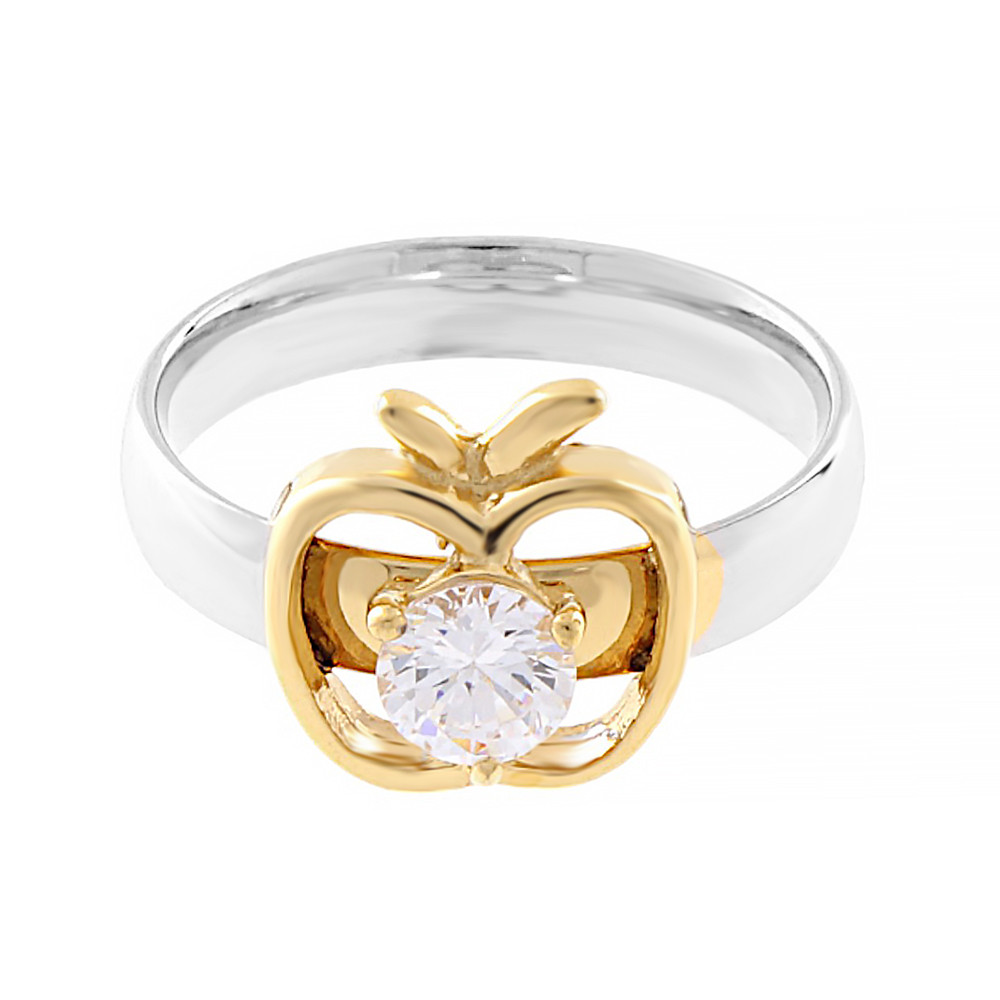Stainless steel ring Golden Apple (size 57) - silver-gold colour