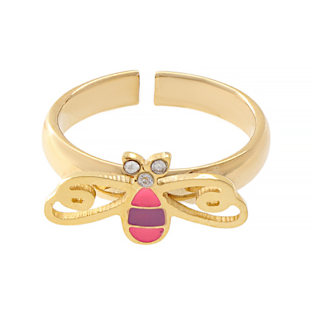 Children's stainless steel ring 6792 (size 44) - gold colour