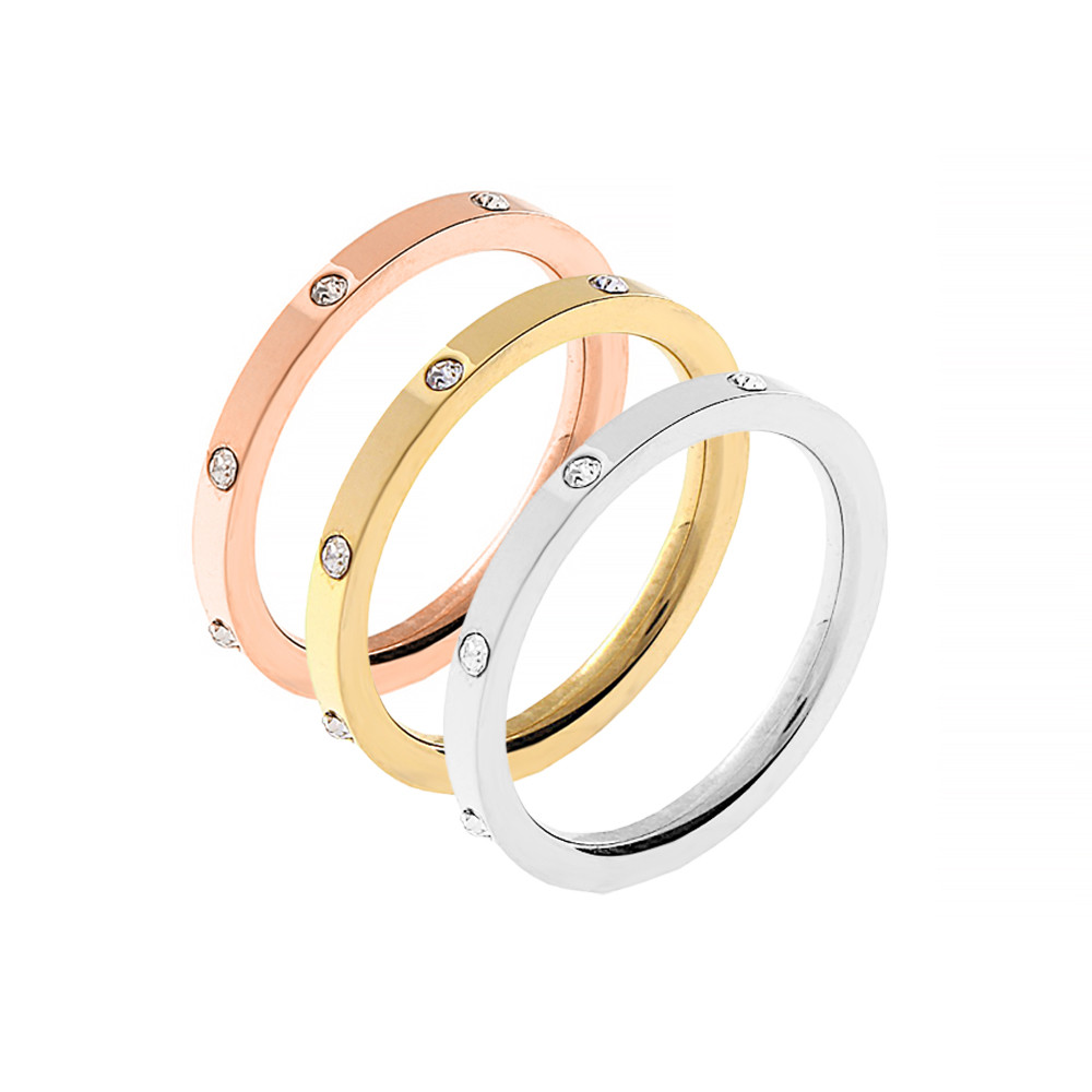 Stainless steel triple ring 70187 (size 52) - color mix