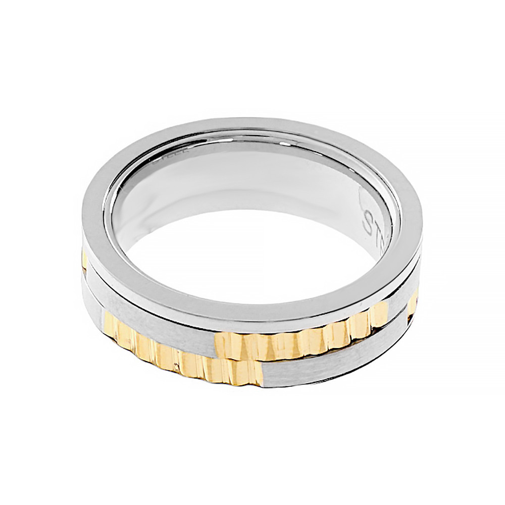 Stainless steel ring 6544 (size 71) - silver-gold colour