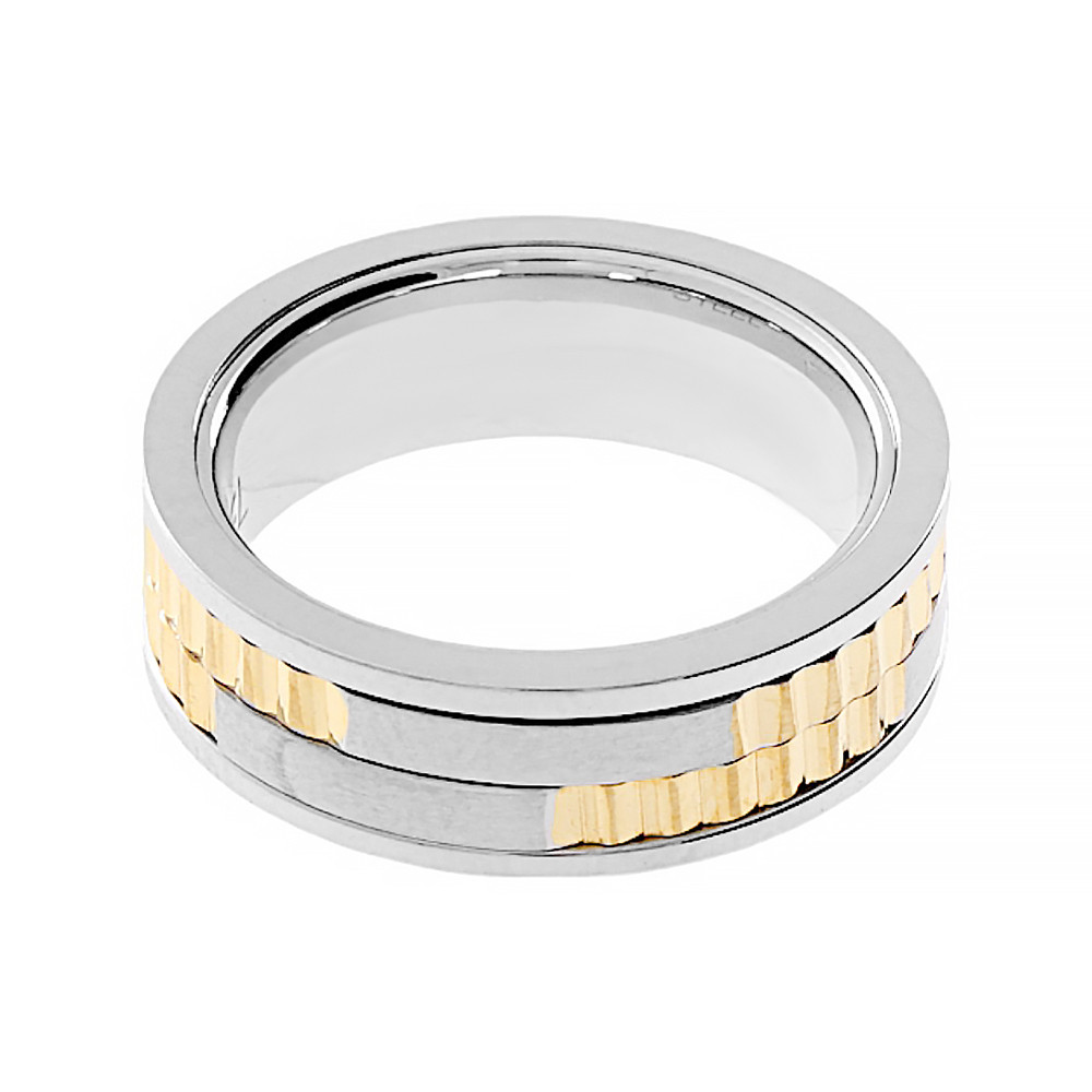 Stainless steel ring 6544 (size 71) - silver-gold colour