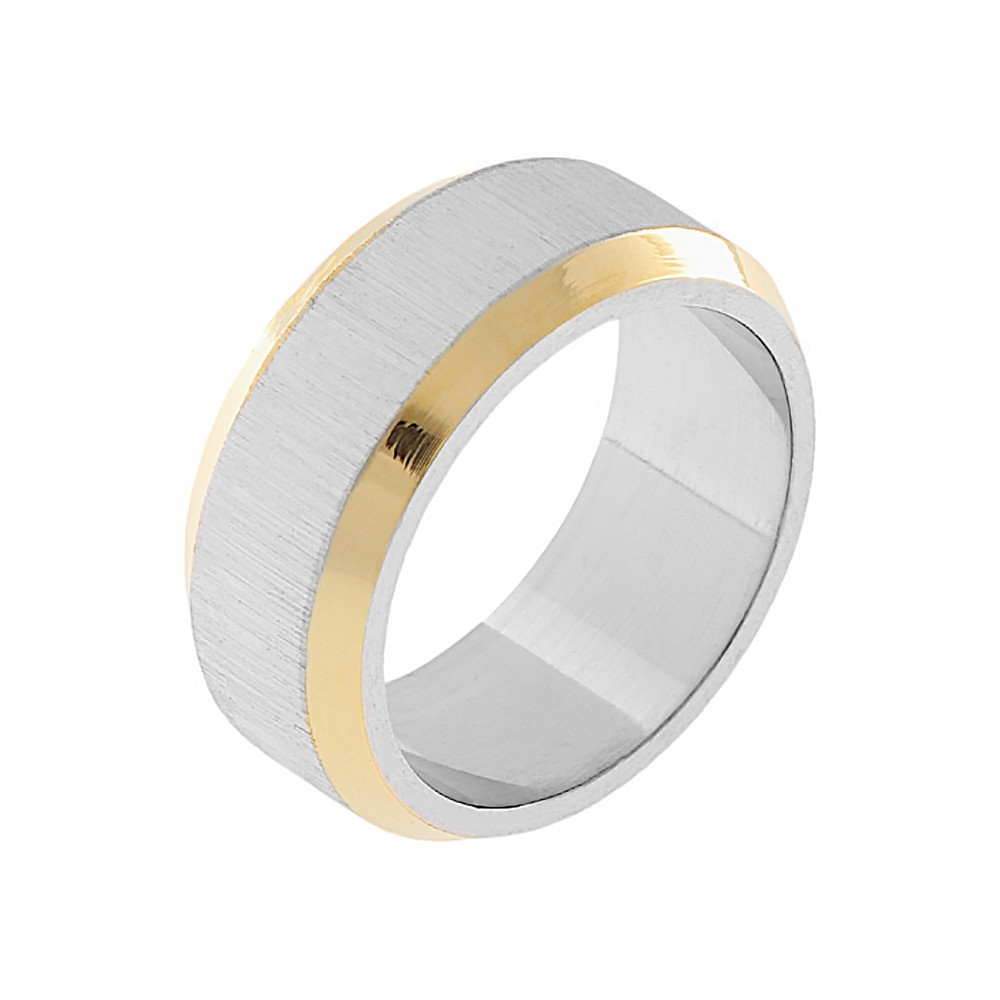 Stainless steel wedding ring 7302 (size 52) - silver-gold colour
