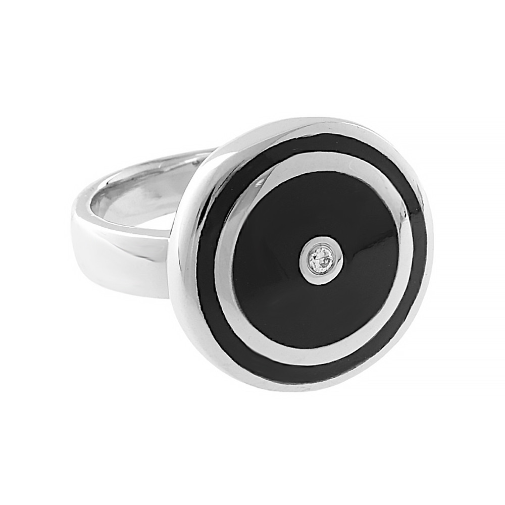 Stainless steel ring 5079 (size 58) - silver-black colour