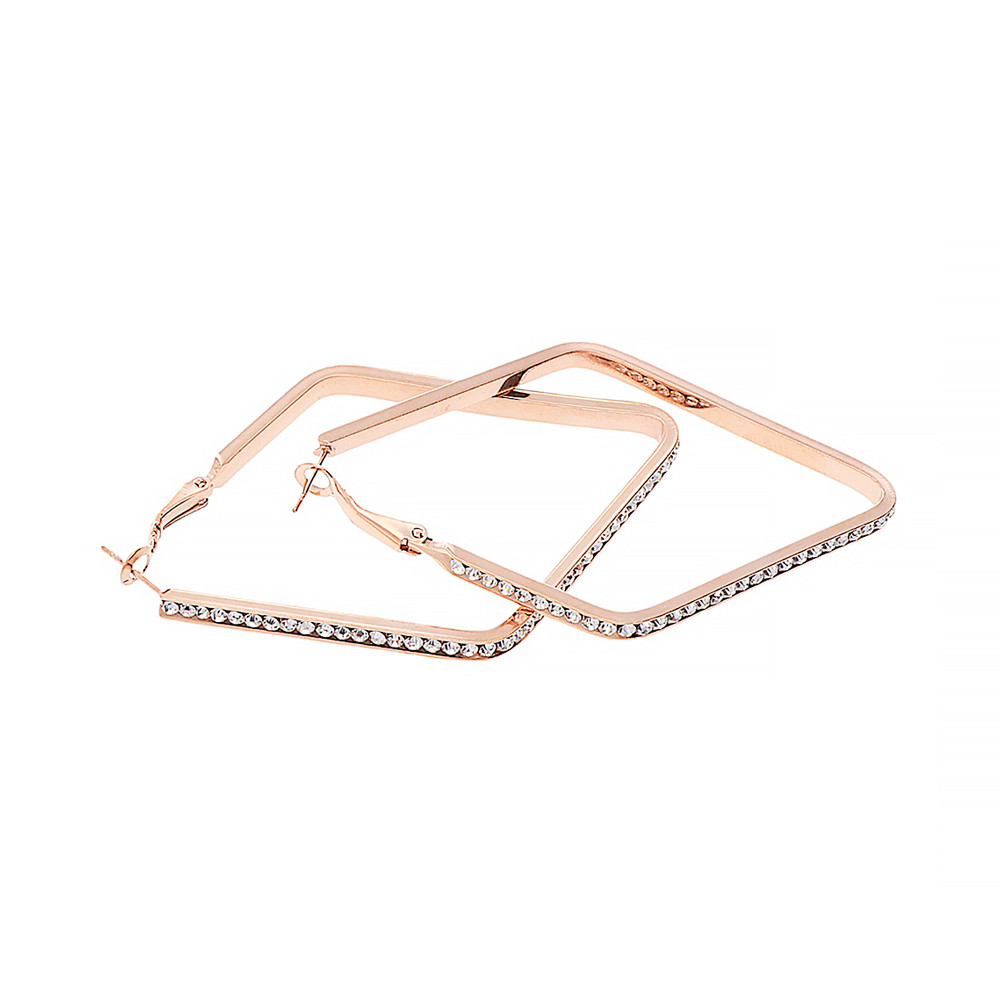 Stainless steel earrings 6983, 70 mm - rose gold colour