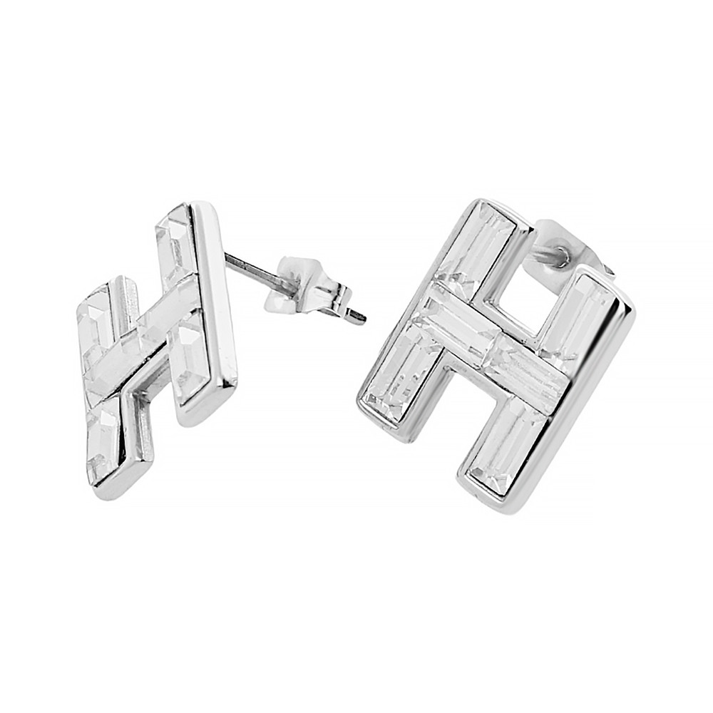 Stainless steel earrings "H" 6236 - silver colour