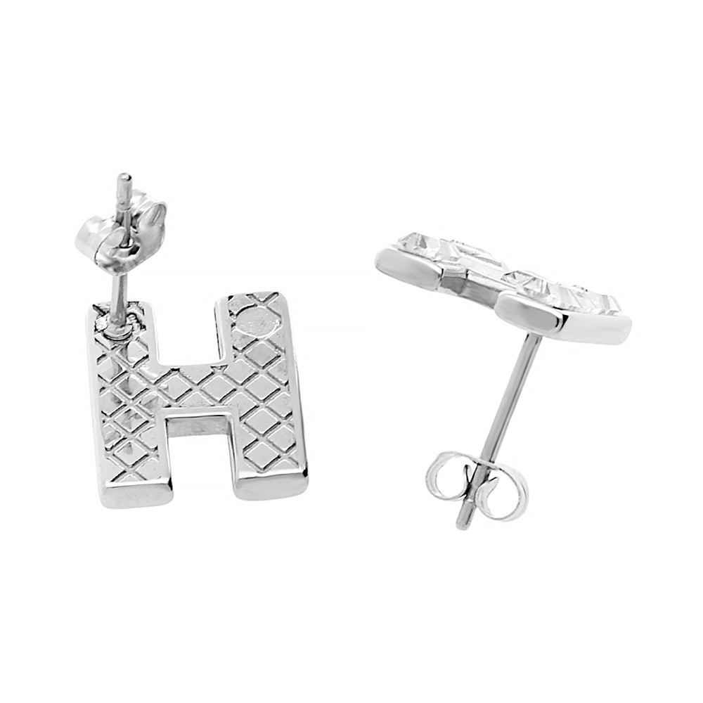 Stainless steel earrings "H" 6236 - silver colour