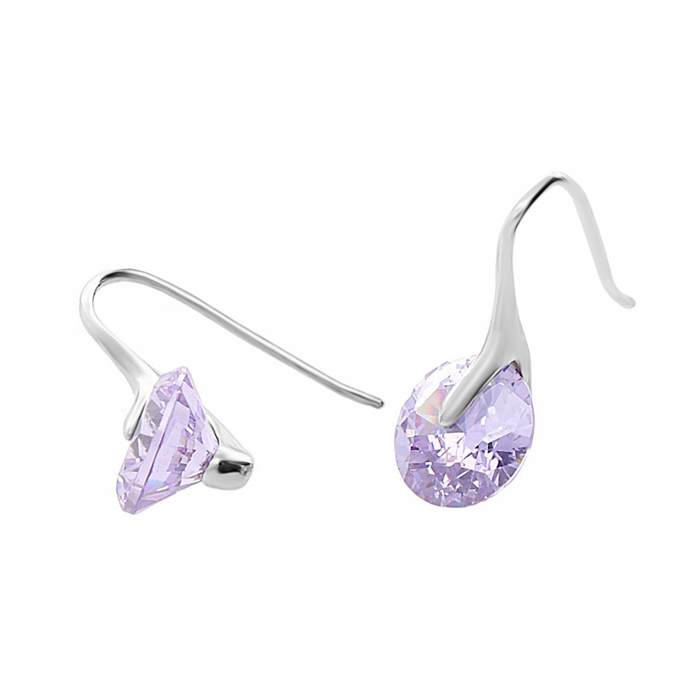 Stainless steel earrings 6482 - silver violet colour
