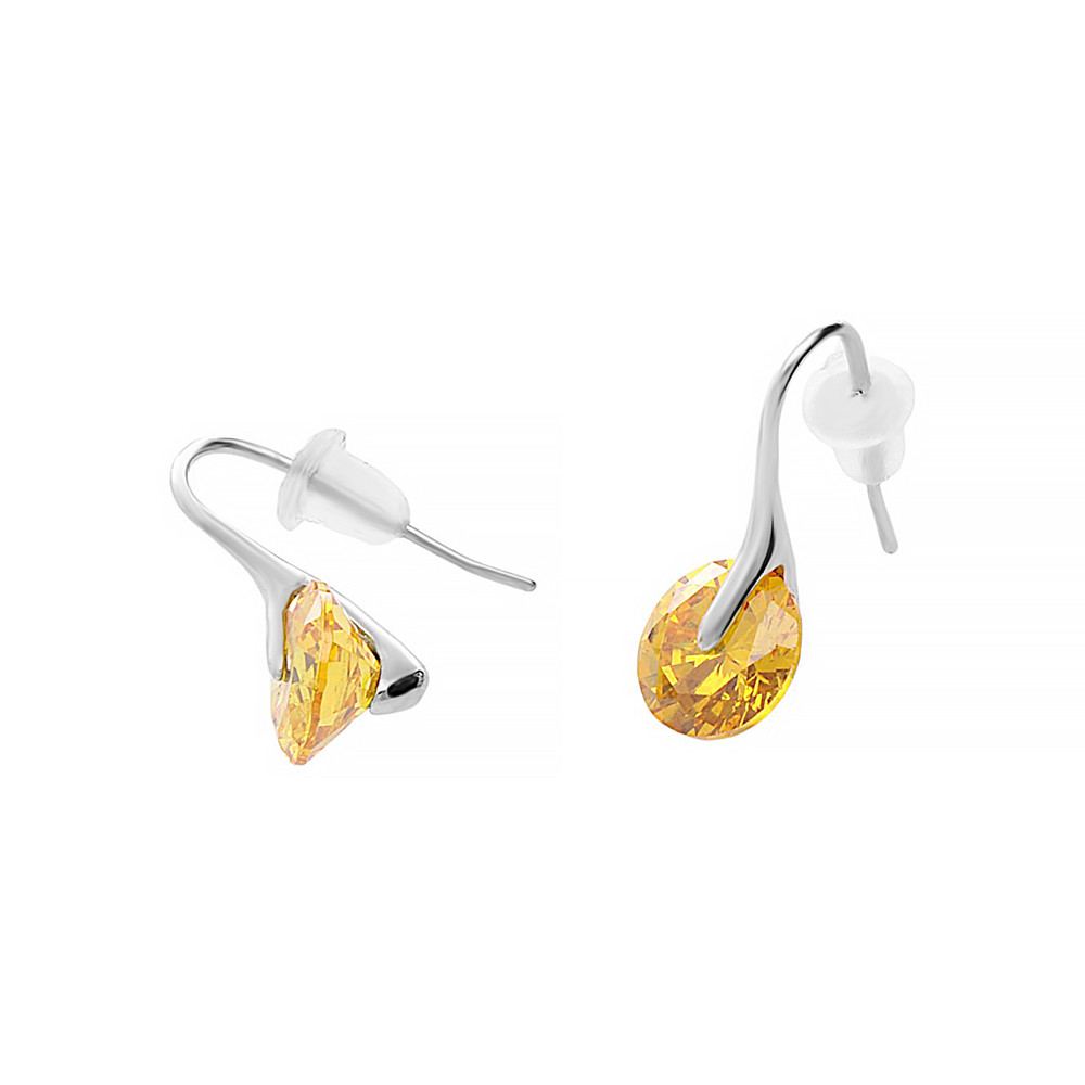 Stainless steel earrings 6486 - silver-yellow colour