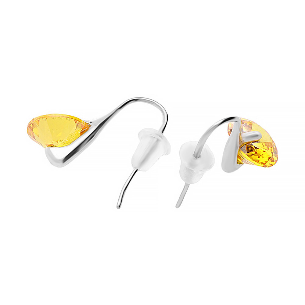 Stainless steel earrings 6486 - silver-yellow colour