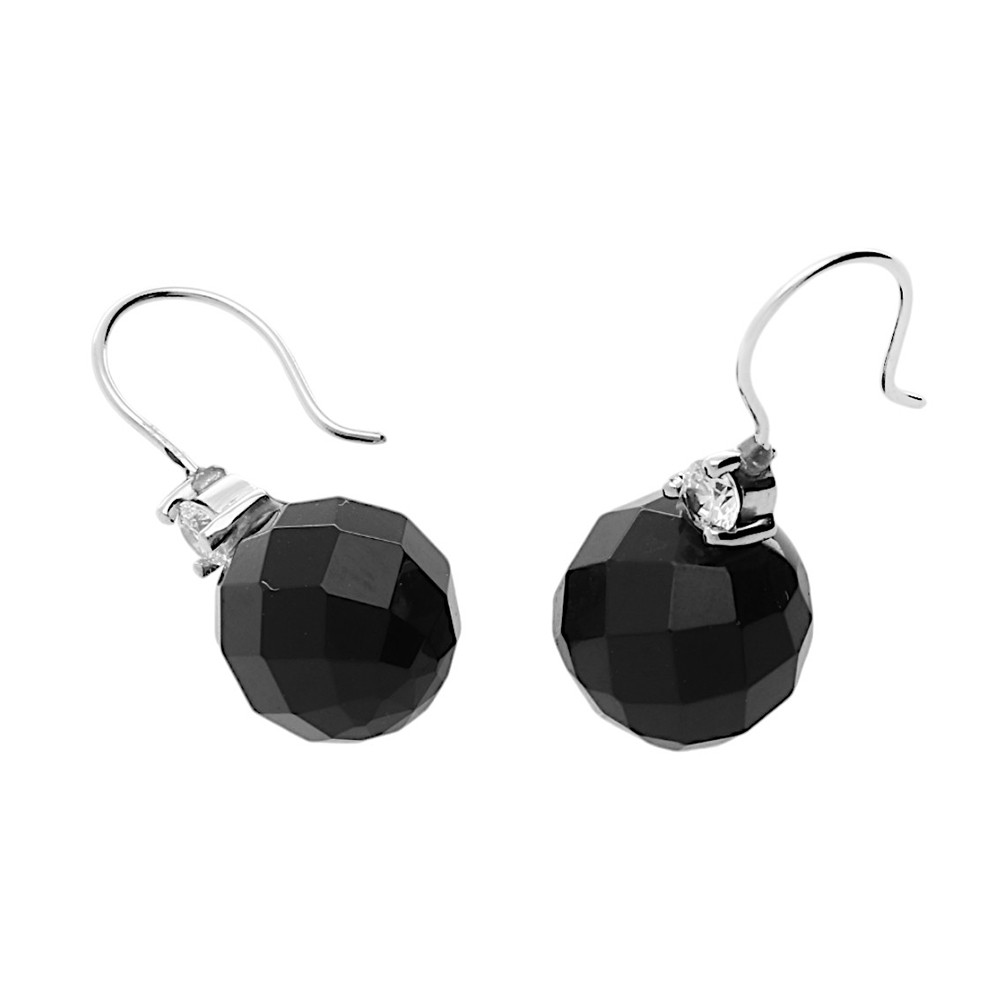Stainless steel earrings 5732 - silver-black colour