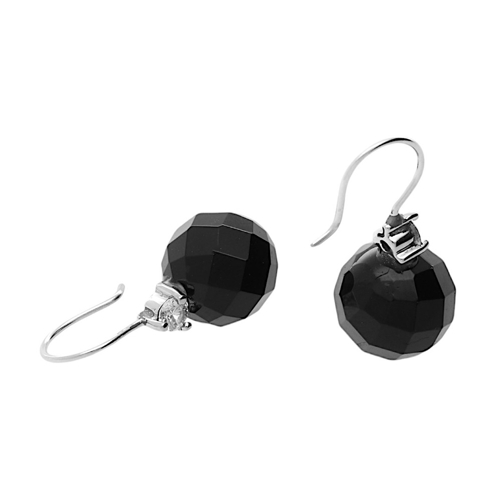 Stainless steel earrings 5732 - silver-black colour