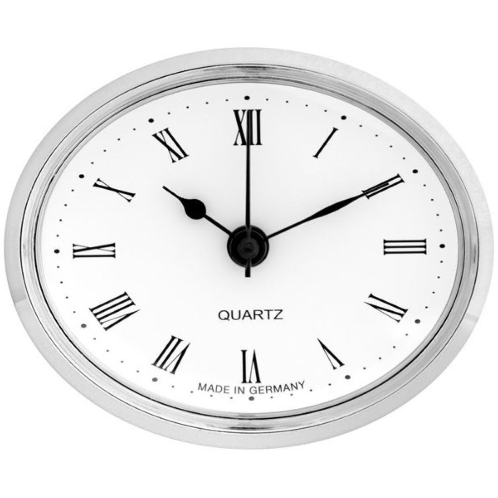 Vestavné hodiny 80x65 mm - stříbrné, římské číslice 550/4130-03