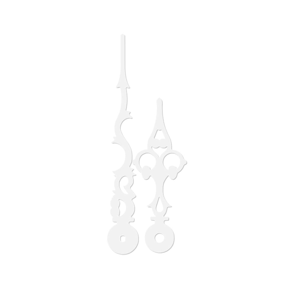 Wskazówki zegarowe metalowe 006991 (58 mm, 42 mm) - białe