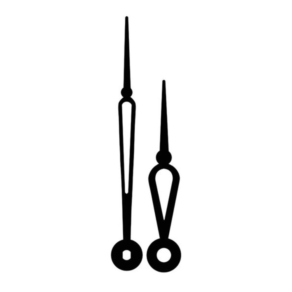 Kovové hodinové ručičky 000206 (83 mm, 61 mm) - černé