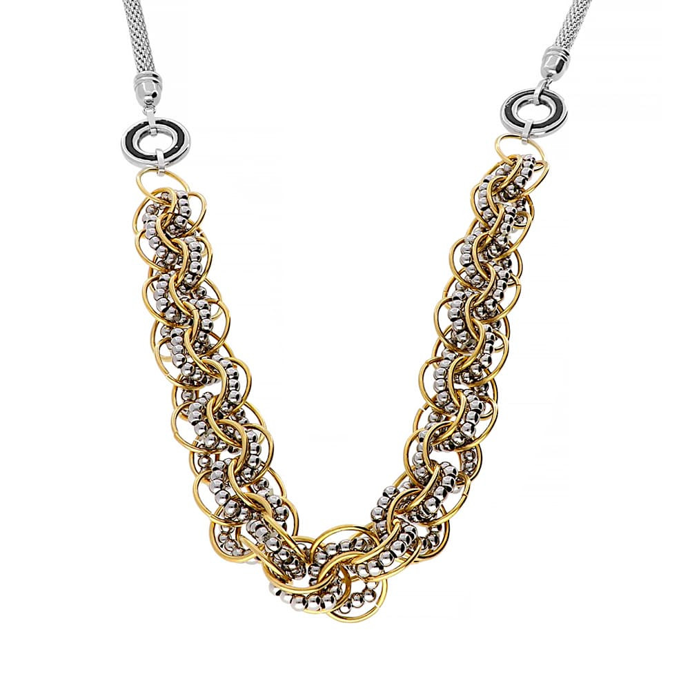 Stainless steel necklace 5092 (60 cm) - silver-gold colour