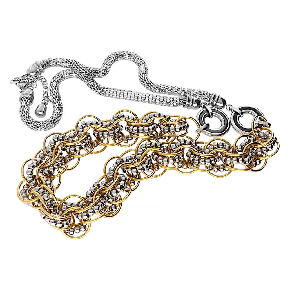 Stainless steel necklace 5092 (60 cm) - silver-gold colour