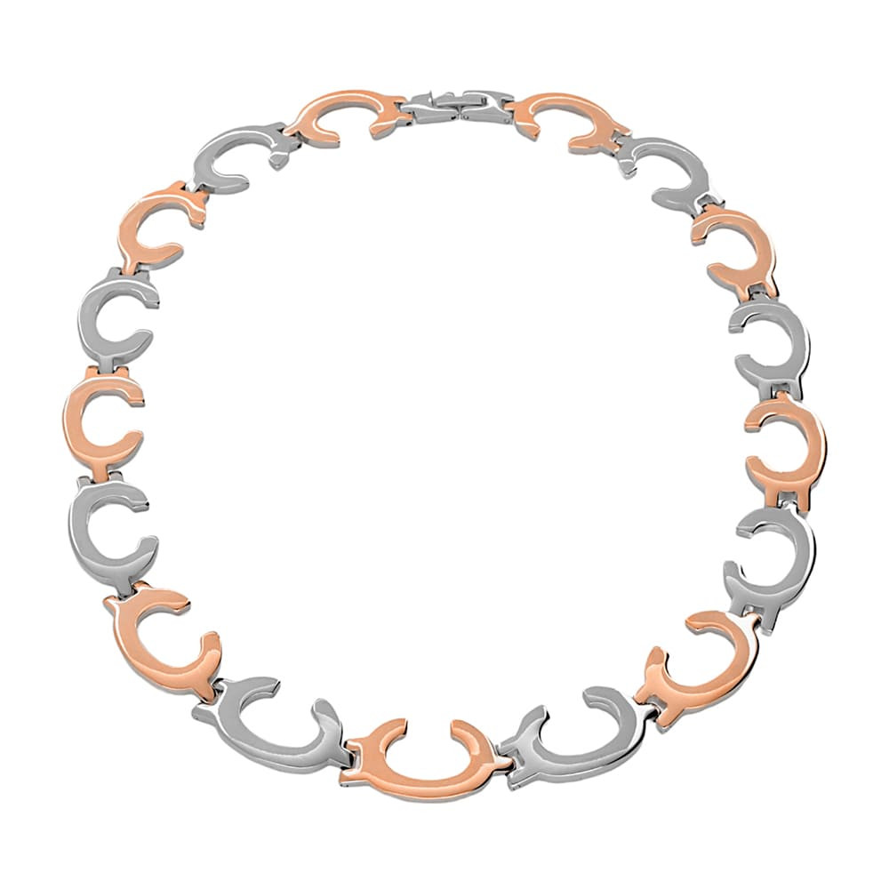 Stainless steel necklace 7283 (45 cm) - silver-rose gold colour